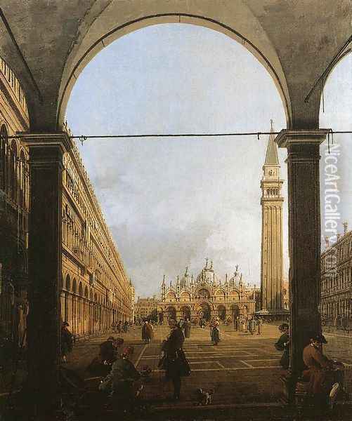 Piazza San Marco Looking East From The North West Corner Oil Painting - (Giovanni Antonio Canal) Canaletto