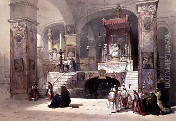 Chapel of the Annunciation, Nazareth, April 28th 1839, plate 32 from Volume I of The Holy Land, engraved by Louis Haghe 1806-85 pub. 1842 Oil Painting - David Roberts