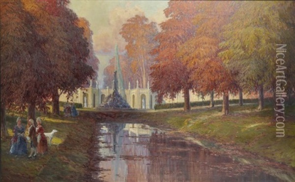 Herbst Im Park Von Schloss Nymphenburg Oil Painting - Alexander Kircher