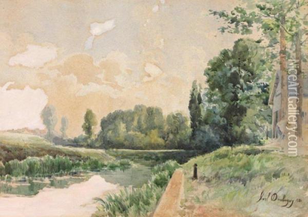 Bord De La Riviere Oil Painting - Karl Pierre Daubigny