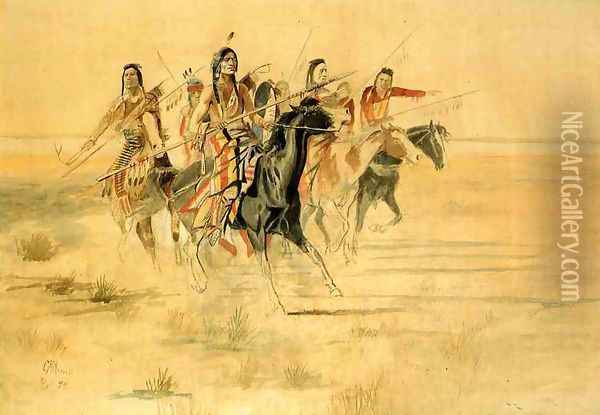 Indian Hunt Oil Painting - Charles Marion Russell