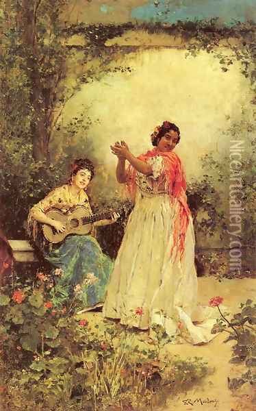 Beauty and Singing Oil Painting - Raimundo de Madrazo y Garreta