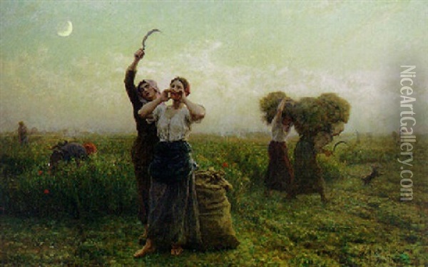 L'appel Du Soir Oil Painting - Jules Breton
