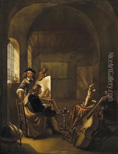Studio D'artista Oil Painting - Frans van Mieris the Elder