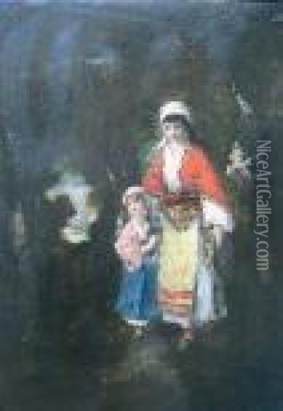 Famille En Sous-bois Oil Painting - Narcisse-Virgile D Az De La Pena