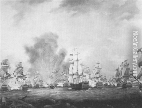 The Naval Battle Of St.vincent Oil Painting - William Dixon