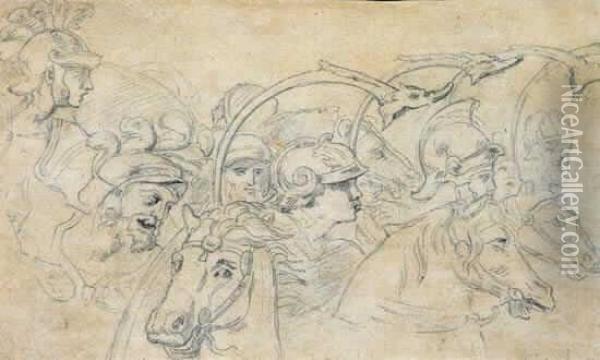 Etude D'apres La Bataille De Constantin De Raphael Oil Painting - Theodore Gericault