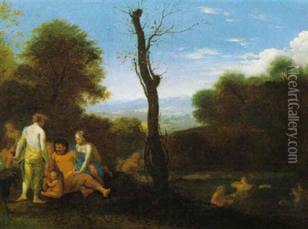 Waldlandschaft Mit Badenden Oil Painting - Cornelis Van Poelenburgh