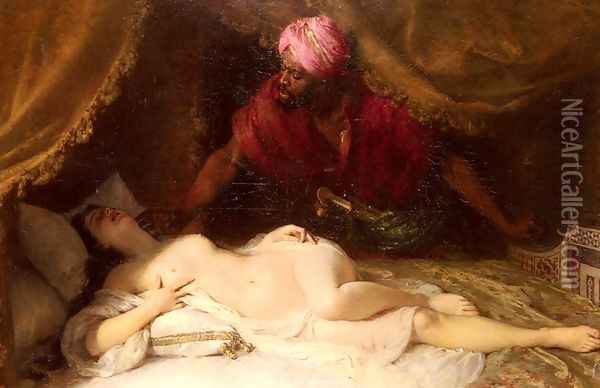 Othello And Desdemona Oil Painting - Adolphe Weisz