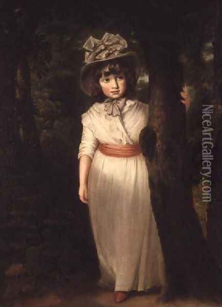 Miss Harriett Anne Seale as Bo Peep Oil Painting - John Hoppner