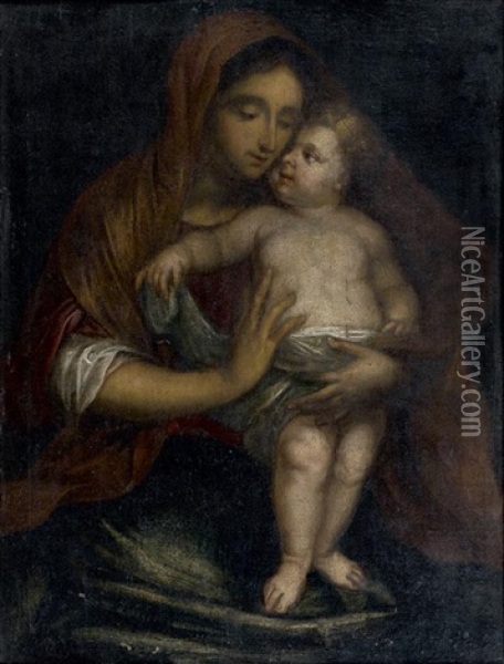 Vierge A L'enfant Oil Painting - Vincent Malo the Elder