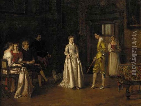 The Dancing Lesson Oil Painting - Charles Francois Pecrus