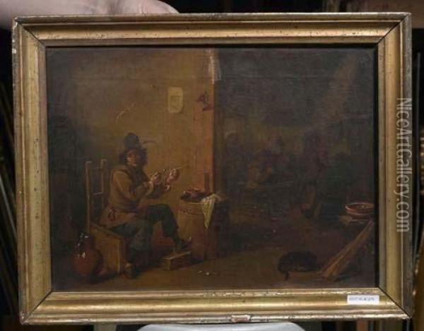 Pfeiffenraucher. Oil Painting - David The Younger Teniers