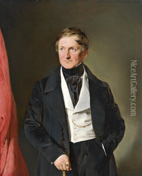 Dreiviertelfiguriges Portrait Eines Herren Oil Painting - Franz Eybl