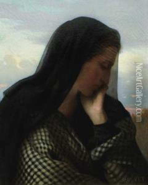 Femme Pensive Oil Painting - Gustave Jean Jacquet
