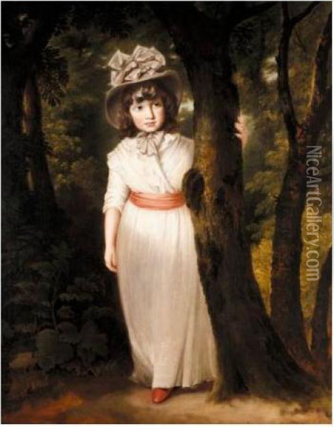 Portrait Of Miss Harriet Ann Seale (d.1802) As 'bo-peep' Oil Painting - John Hoppner