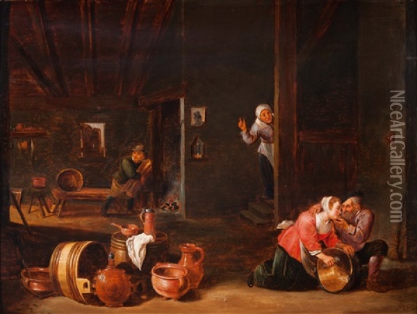 The Seduction Of The Maid Oil Painting - Cornelis Mahu