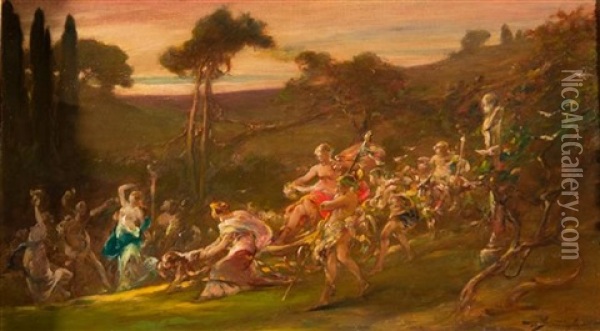 The Bacchanale Oil Painting - Walter Shirlaw