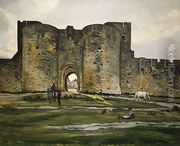 Porte de la Reine at Aigues Mortes 1867 Oil Painting - Frederic Bazille