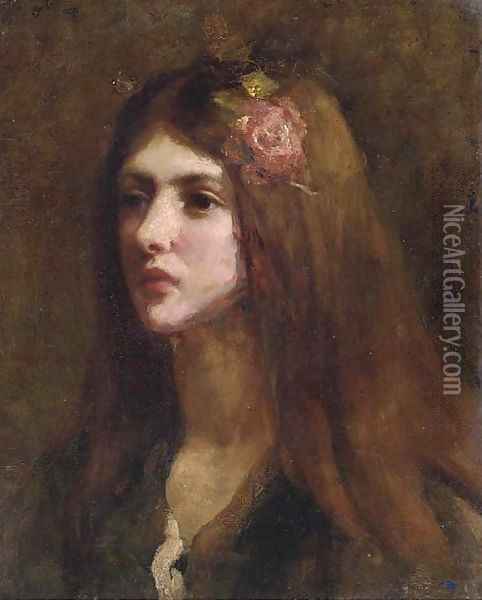 Portrait of a girl Oil Painting - Thomas Cooper Gotch