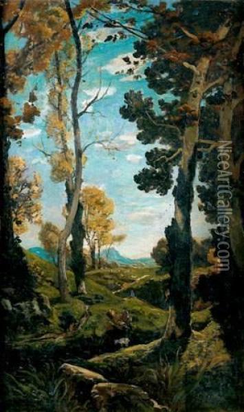 Paysage Au Berger Oil Painting - Henri-Joseph Harpignies