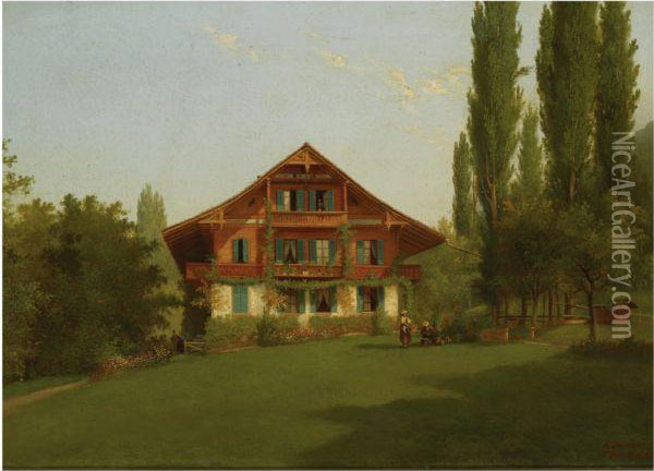 A Chlet In Tanne (thoune), Switzerland Oil Painting - Ferdinand Sommer