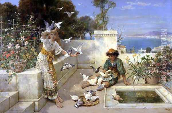 Children by the Mediterranean Oil Painting - William Stephen Coleman