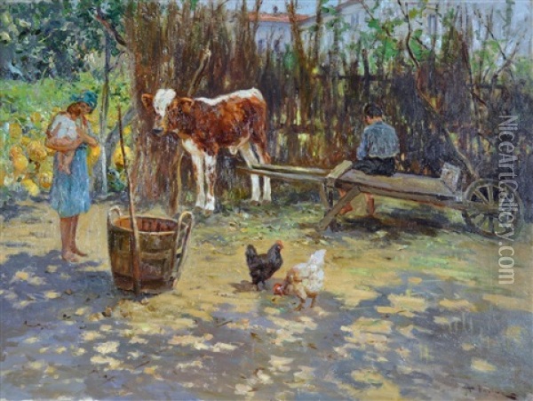 In Campagna Oil Painting - Carlo Adolfo Barone