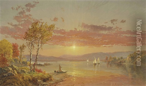 Sailing On The Lake Oil Painting - Jasper Francis Cropsey