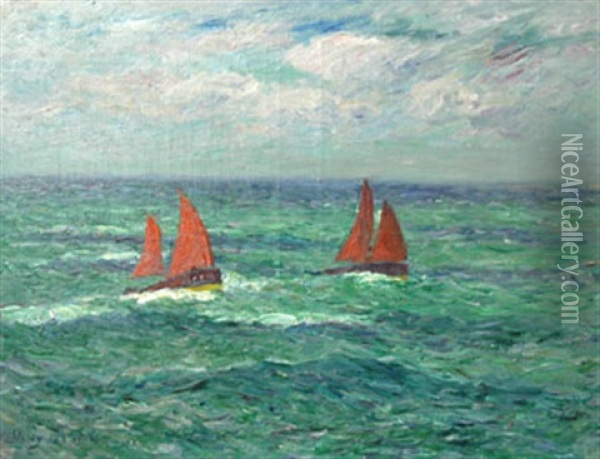 Les Deux Barques Sous Voiles Oil Painting - Henry Moret