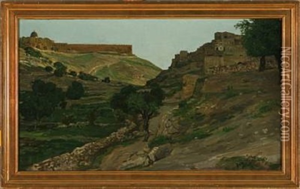 Landscape From Jerusalem Oil Painting - Axel Theofilus Helsted