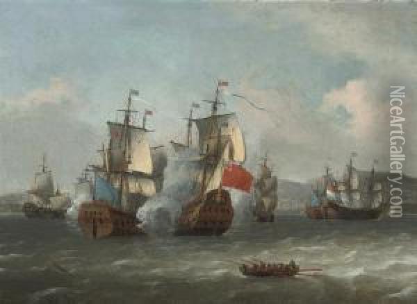 The Battle Of Leghorn, 4th March 1653, During The First Anglo-dutch War Of 1652-54 Oil Painting - Aernout Smit