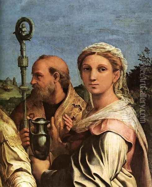 St Cecilia (detail) Oil Painting - Raffaelo Sanzio