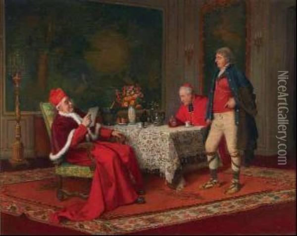 The Cardinal's Letter Oil Painting - Jules Benoit-Levy