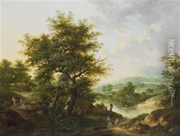 Landschaft Mit Reisenden Oil Painting - Bernhard Gottfried Manskirch