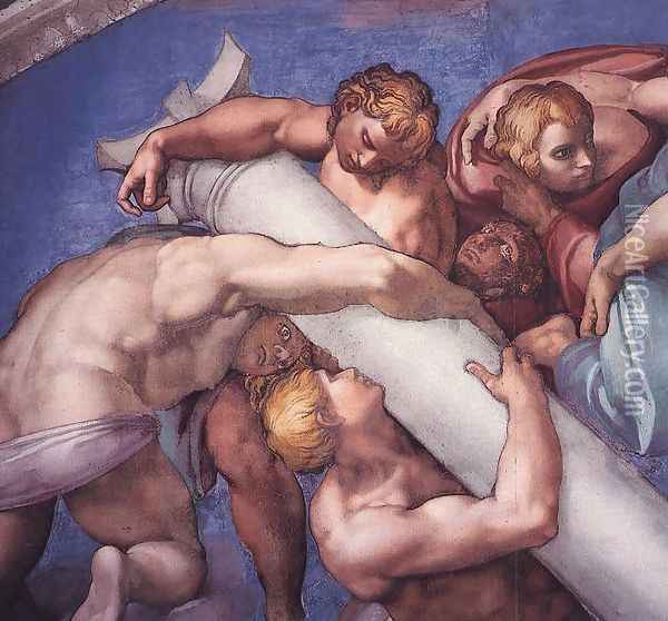 Last Judgment (detail-18) 1537-41 Oil Painting - Michelangelo Buonarroti