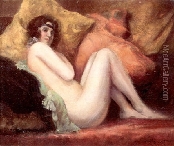 Jeune Femme Blottie Oil Painting - Albert Joseph Penot