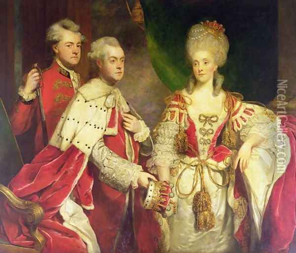 The Earl and Countess and the Hon. William Harcourt, 1780 Oil Painting - Sir Joshua Reynolds