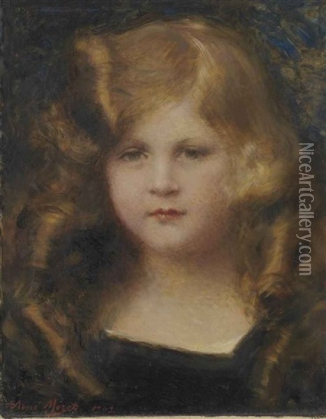 Portrait De Jeune Fille En Robe Noire Oil Painting - Aime Nicolas Morot