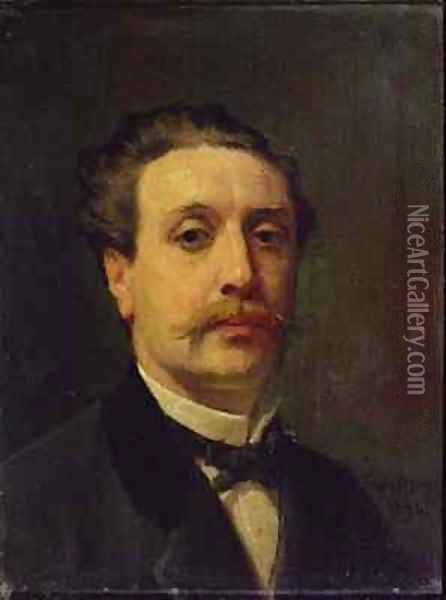 Portrait of Guy de Maupassant 1850-93 Oil Painting - Francois Nicolas Augustin Feyen-Perrin