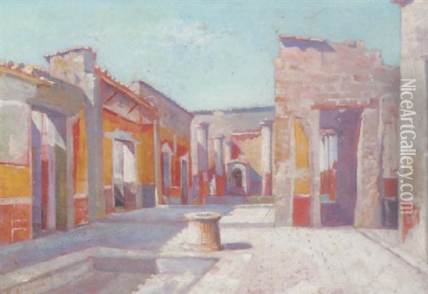The Villa Of The Mysteries, Pompeii Oil Painting - Amedee Joyau