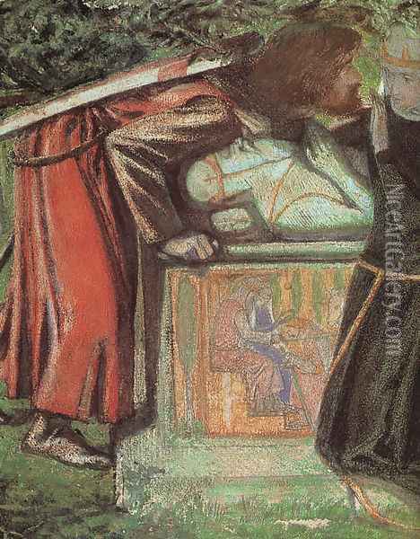 Arthur's Tomb (detail) 1854 Oil Painting - Dante Gabriel Rossetti