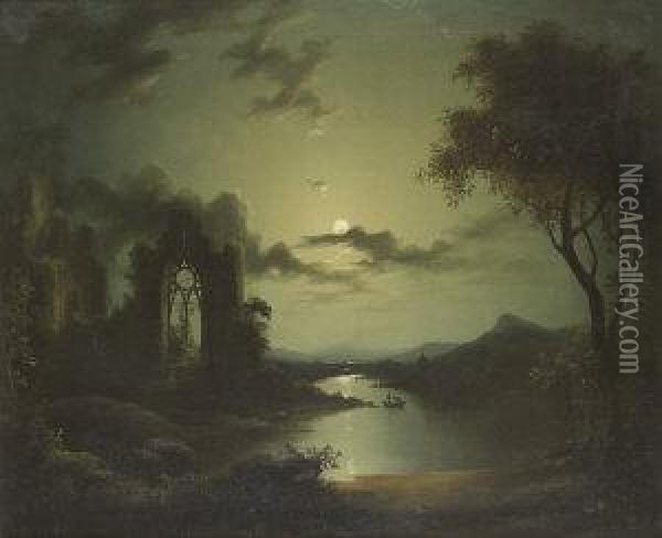 Moonlit Landscape Oil Painting - Sebastian Pether