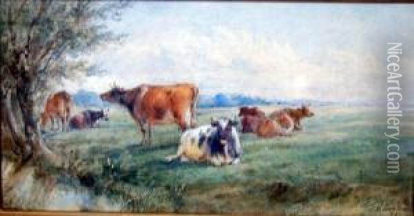 De A Stream Signed 10 X 19in Oil Painting - Henry Earp
