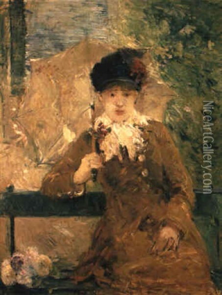 Dame A L'ombrelle Oil Painting - Berthe Morisot