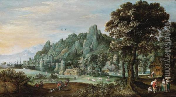 Landscape In The Rhine Valley Oil Painting - Marten Ryckaert