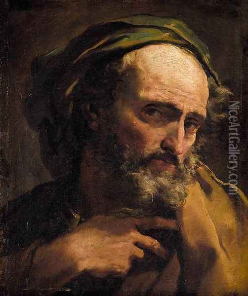 Study of a Bearded Man 1770s Oil Painting - Gaetano Gandolfi