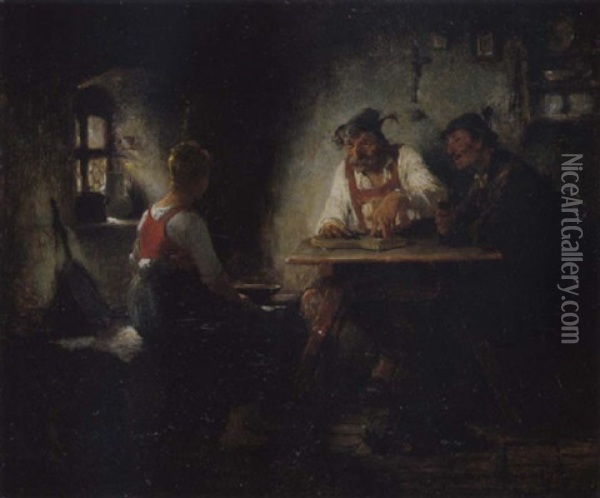 Bei Der Sennerin Oil Painting - Hugo Wilhelm Kauffmann