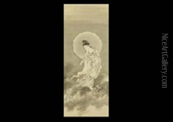 Bodhisattva With Dragon Head Oil Painting - Tomoto Kobori