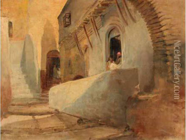 Kasbah D' Alger. 1877 Oil Painting - Numa Marzocchi de Belluci